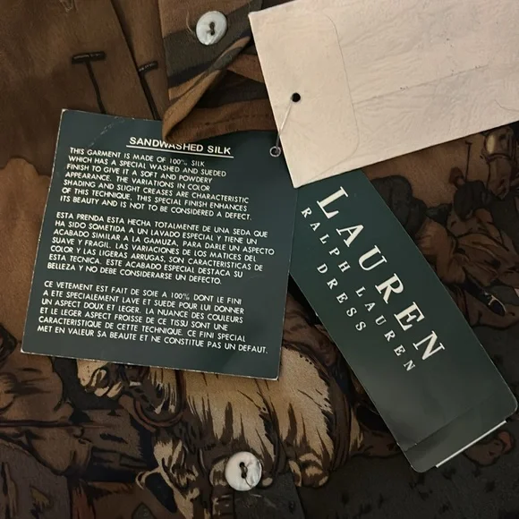 NWT Deadstock VTG Lauren Ralph Lauren Silk Polo Horse Print Shirtdress - Picture 6 of 7